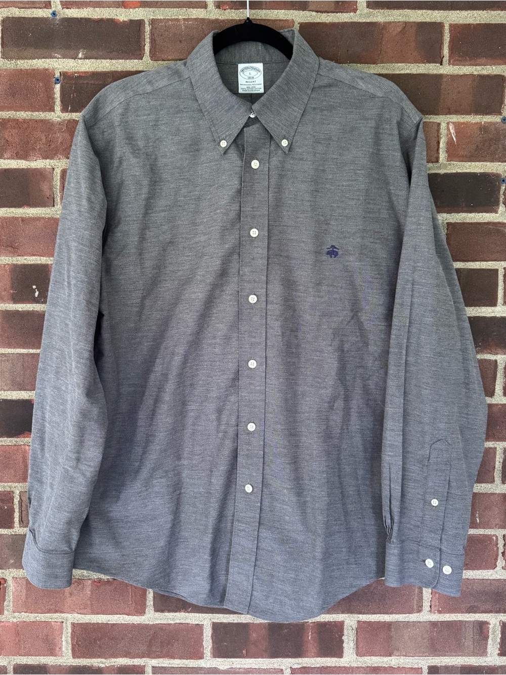 Brooks Brothers Regent Men’s Large Gray Non Iron Supima Cotton Dress Shirt